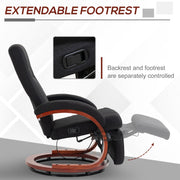 Manual Reclining Swivel Chair With Footrest for Home or Office Comfort Black