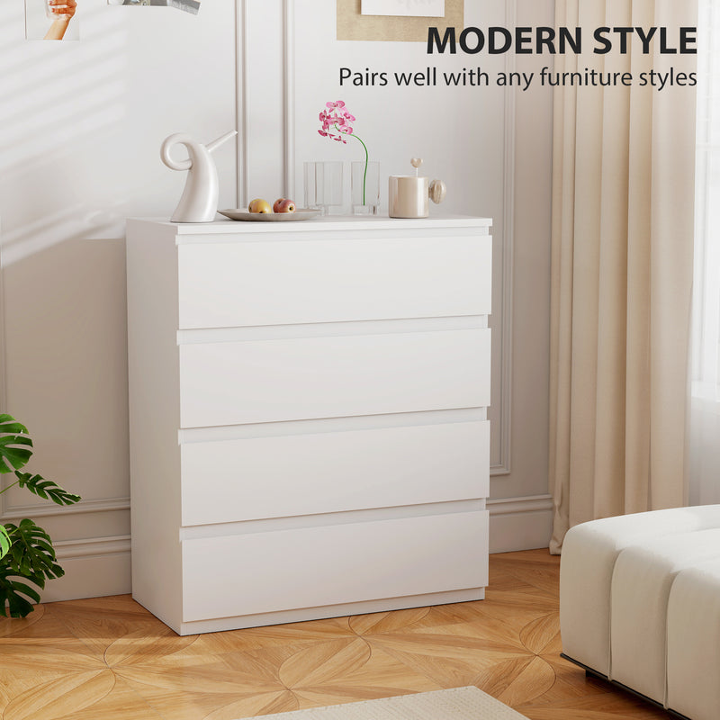4 Drawer Bedroom Dresser for Organised Clothes Storage with Flat Top White