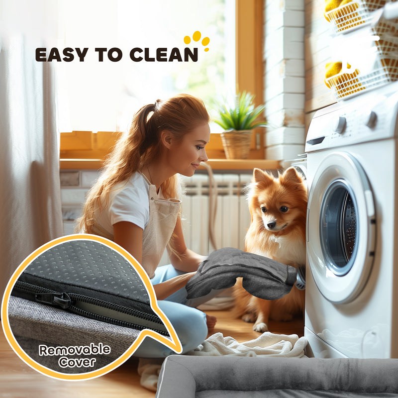 Elevated Dog Sofa Bed With Removable Washable Cover For All Breeds Grey AOSOM