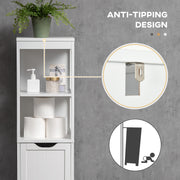 Tall Slim Bathroom Cabinet with Shelves and Drawers for Small Spaces White Homcom