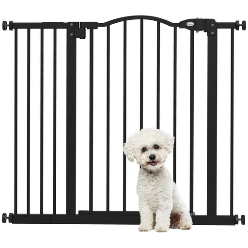 Adjustable Metal Pet Safety Gate with Auto Close Door for Doorways and Stairs Black