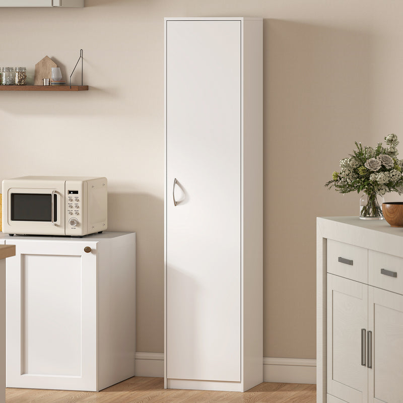 Slim Kitchen Cupboard with Adjustable Shelves for Narrow Spaces White