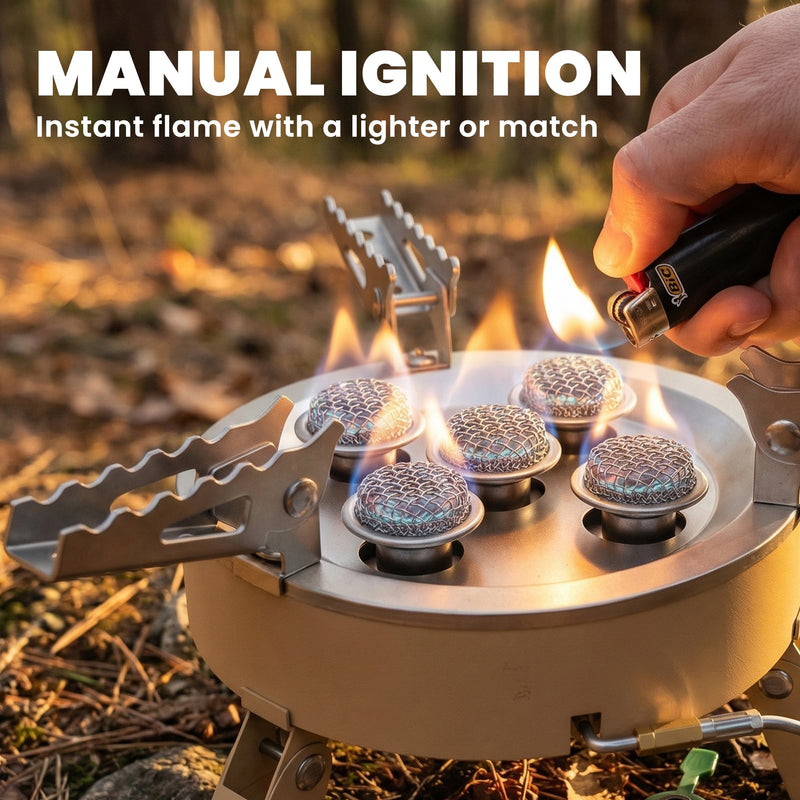 Camping Gas Stove for Fast Outdoor Cooking and Boiling Water Portable Khaki AOSOM