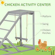 Wooden Chicken Toy Coop With Swing Ladder and Platform for Small Pets Grey