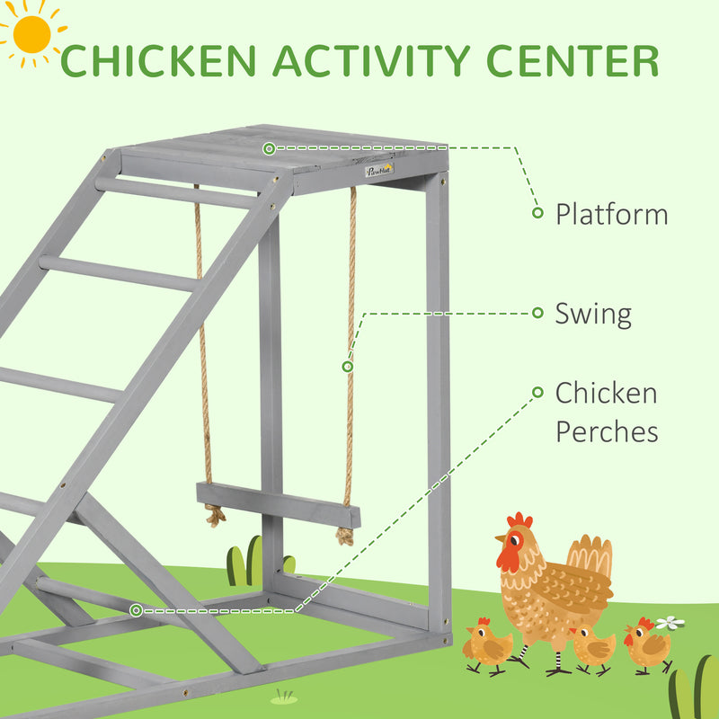 Wooden Chicken Toy Coop With Swing Ladder and Platform for Small Pets Grey