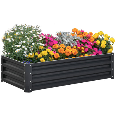 Grey Galvanised Raised Garden Beds for Herbs and Vegetables on Patio or Balcony