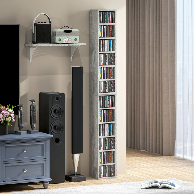 Set of Two CD Storage Units Holds 102 CDs, Space Saving Design, Cement Grey by HOMCOM
