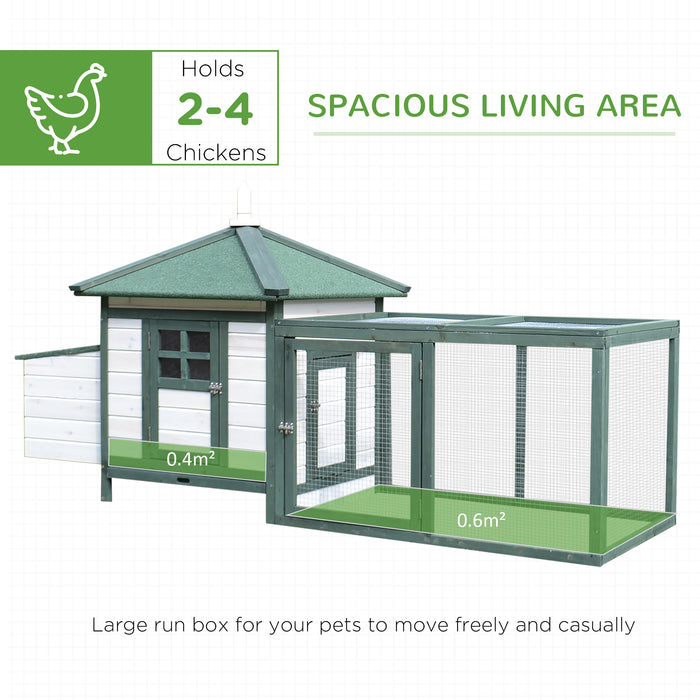 Chicken Coop Wooden Small Animal Pet Cage with Nesting Box and Outdoor Run by PawHut