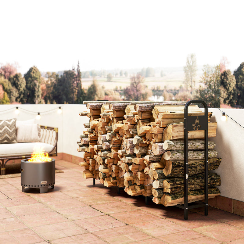 Opal Rack Outsunny Steel Firewood Log Rack With 300kg Capacity Black | Opal Retail