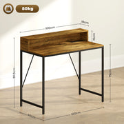 100cm Gaming Desk with LED Lights and Power Outlets Rustic Brown by HOMCOM