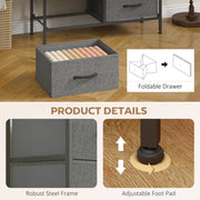 Industrial Chest of Drawers with 8 Fabric Storage Units and Wooden Top for Bedroom Rustic Brown and Grey