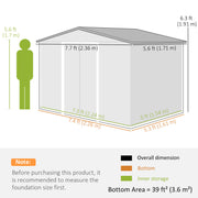 Metal Garden Shed with Sliding Doors and Weatherproof Storage for Tools and Equipment Green Outsunny