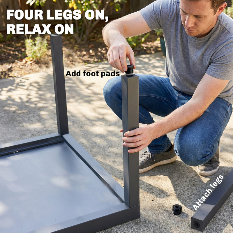 Extendable Garden Dining Table for 6 to 10 People with Easy Clean Glass Top Grey Outsunny