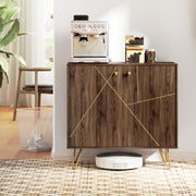 Brown Sideboard Storage Cabinet with Adjustable Shelf and Gold Hairpin Legs by HOMCOM