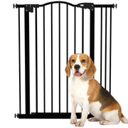 Freestanding Metal Dog Safety Gate Adjustable Folding Pet Barrier for Doorways Black