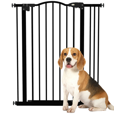 Freestanding Metal Dog Safety Gate Adjustable Folding Pet Barrier for Doorways Black