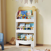 3 Tier Kids Bookshelf With Bear Design Space Saving Bookcase For Bedroom Or Playroom White AOSOM