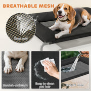 Raised Pet Bed for Medium Dogs or Cats with Cooling Mesh and Support Pillow Black AOSOM