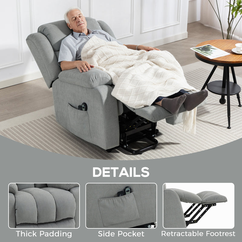 Electric Recliner Chair with Eight Point Massage and Lift Function for Home Comfort Light Grey