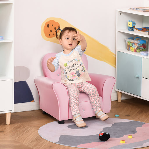 Kids Armchair with Soft Cushioning for Relaxing and Reading in Playroom or Bedroom, Pink