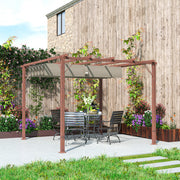 3 x 3 m Retractable Roof Pergola with Natural Wood Finish for Garden and Patio by Outsunny