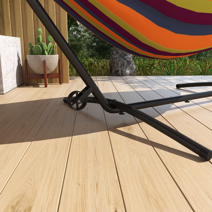 Adjustable Black Hammock Stand With Wheels And Carry Bag For Garden Or Camping Use