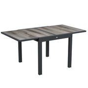 Extendable Grey Rectangular Garden Dining Table for 6 Aluminium Frame with Plastic Top 160cm