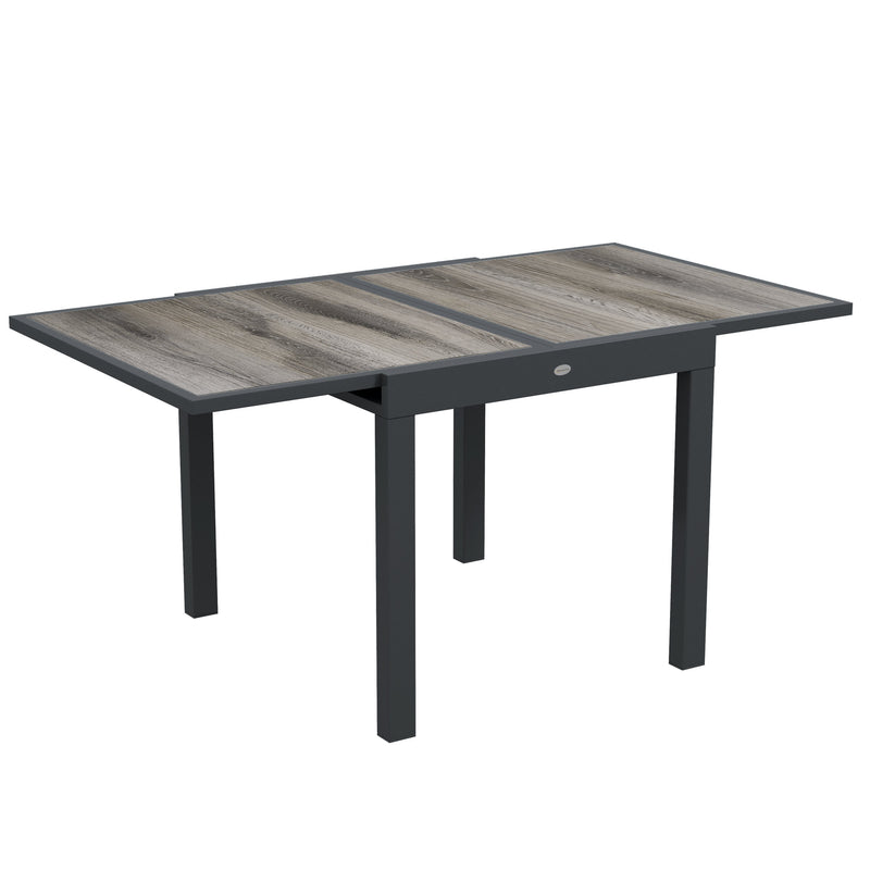 Extendable Grey Rectangular Garden Dining Table for 6 Aluminium Frame with Plastic Top 160cm