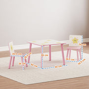 3 Piece Kids Table and Chair Set for Bedroom or Playroom with Storage Feature, Pink