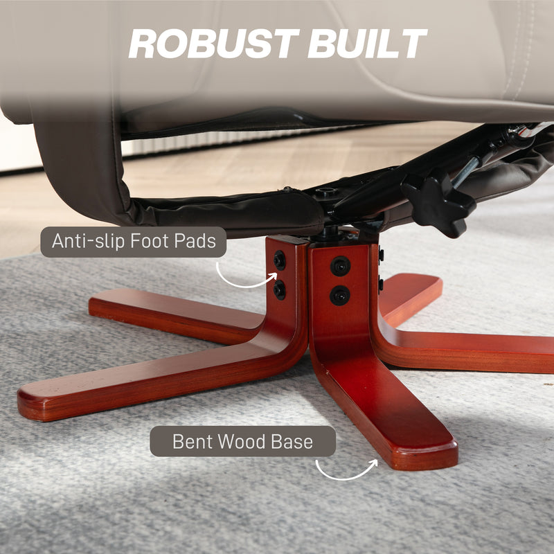 Faux Leather Recliner Armchair with Matching Footstool for Home Comfort Brown