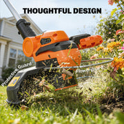 Cordless Garden Strimmer With Adjustable Handle for Easy Lawn Trimming Orange AOSOM
