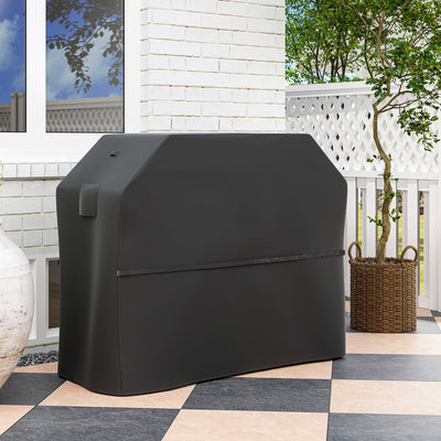 Black Waterproof BBQ Cover 600D Oxford Fabric Rip-Proof with Windproof Straps 147cm by Outsunny