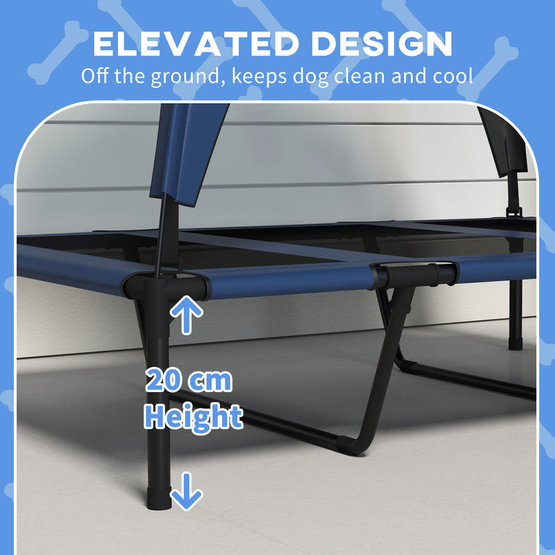 Elevated Cooling Dog Bed with Breathable Mesh for Large Pets Ideal for Summer Use Dark Blue