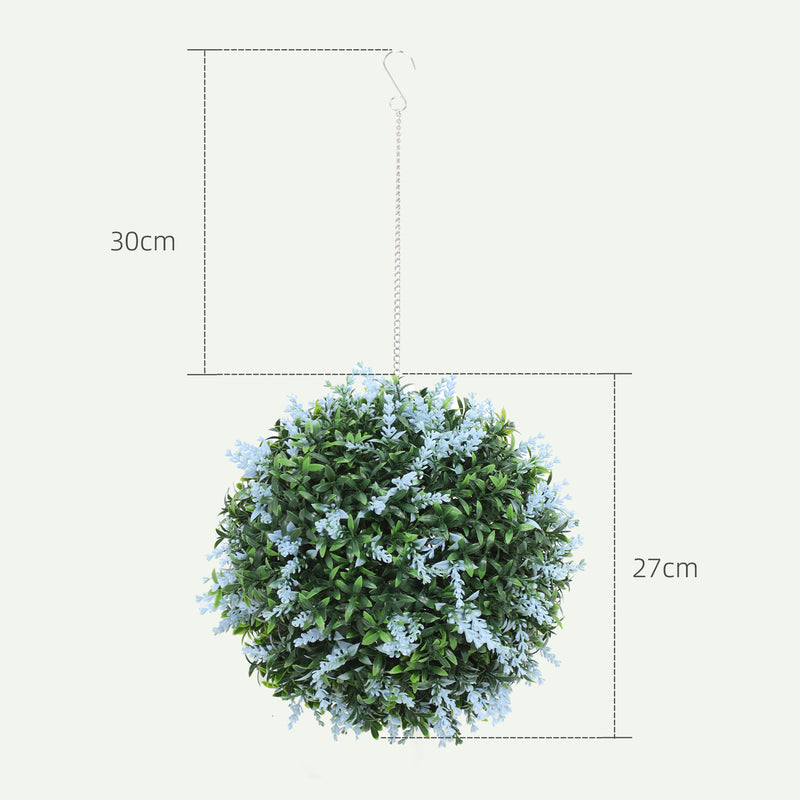 Set of 2 UV Protected Artificial Topiary Balls for Indoor and Outdoor Decor Blue AOSOM