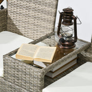 Grey 2 Seater Rattan Garden Chair With Built In Table For Patio Or Balcony