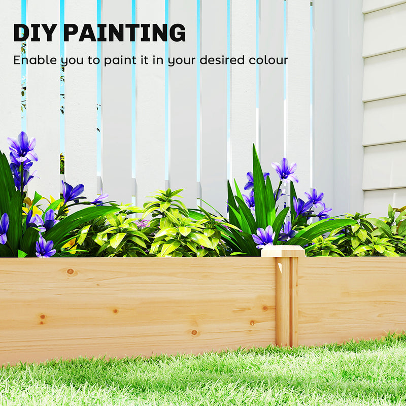 Raised Wooden Garden Planter Box With Divider For Vegetables Herbs And Flowers Natural AOSOM