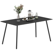 Black Steel 6 Seater Rectangular Garden Table With Slatted Top by Outsunny