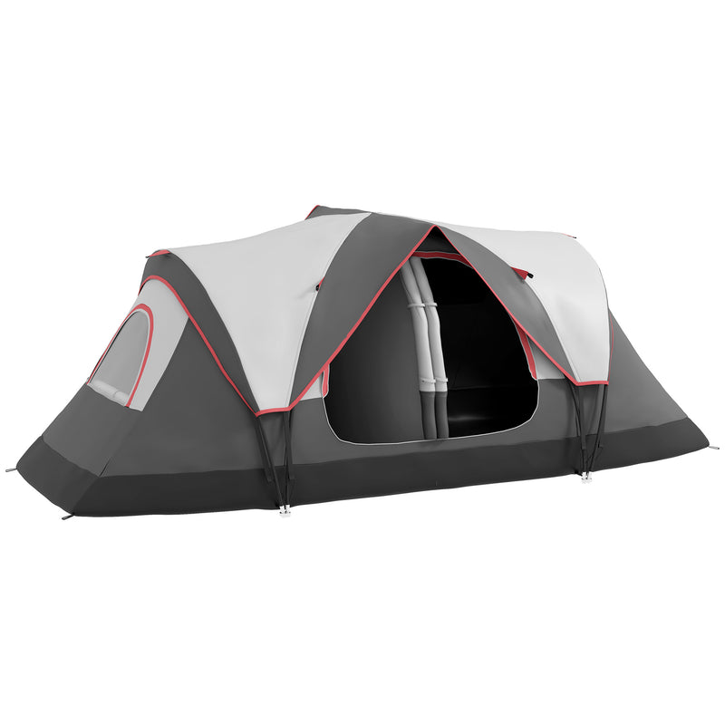 Family Camping Tent with Two Bedrooms and Waterproof Shelter for 6 People Grey