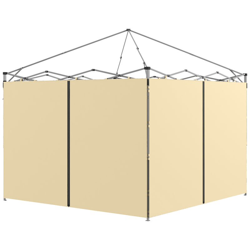 Set of Two Beige 3 x 3m Gazebo Side Walls with Zips Ideal for Garden or Patio Use