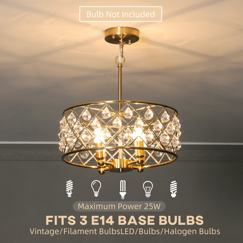 Four Bulb Crystal Chandelier Light Fixture Adds Elegance To Dining Room or Lounge Gold