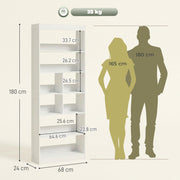 Bookshelf with 4 Shelves and Cubes for Organising Books and Decor White Homcom