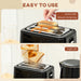 Black 1.5L 3000W Fast Boil Kettle and 2 Slice Toaster Set With 7 Browning Levels by HOMCOM