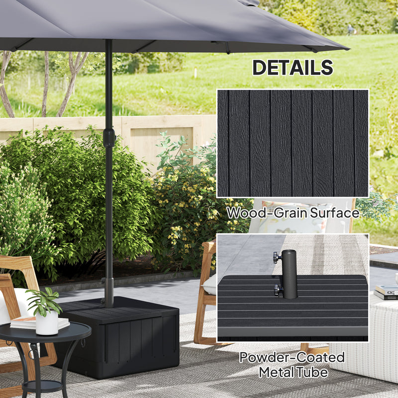 Black Garden Parasol Base with Wheels and Handles Holds Up to 80kg by Outsunny