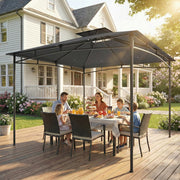 3x3m Metal Garden Gazebo with Weatherproof Canopy for Outdoor Dining and Gatherings, Dark Grey Outsunny