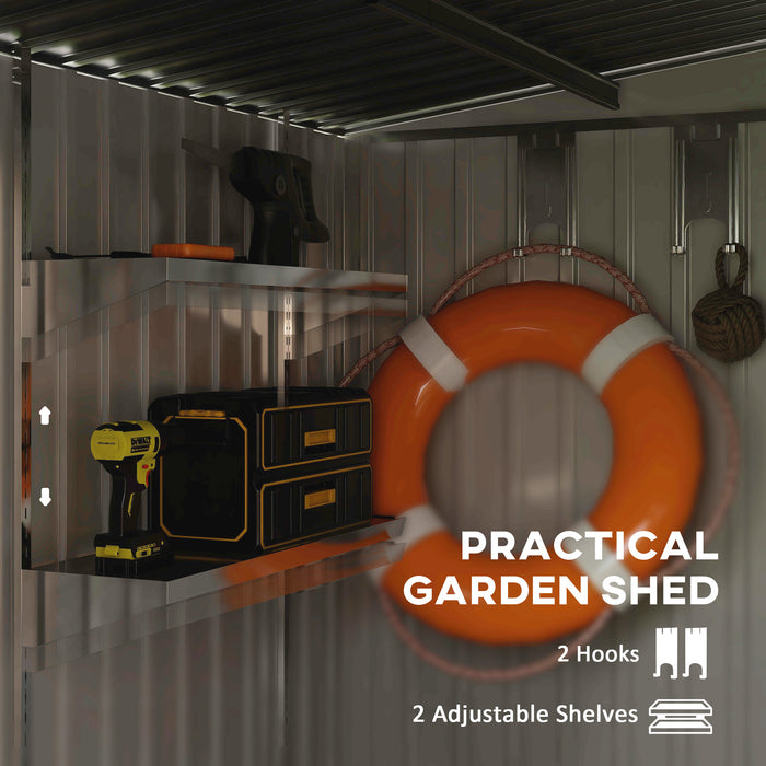 7x5ft Galvanised Metal Garden Storage Shed With Sliding Door Dark Grey by Outsunny