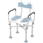 Height Adjustable Aluminium Shower Chair With Padded Seat For Elderly Support, Light Blue