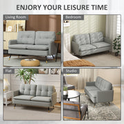 Modern 2 Seater Sofa With Cushions and Steel Legs For Living Room Comfort Grey