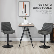 Set of 2 Adjustable Swivel Bar Stools with Backrest for Kitchen or Home Bar Dark Grey