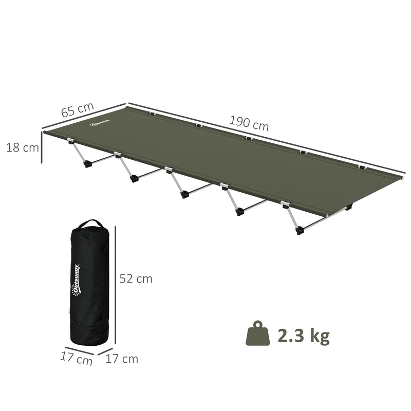Camping Bed Foldable Off Ground for Comfortable Sleep with Carry Bag Dark Green