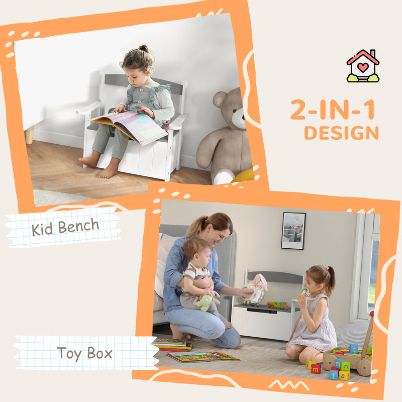 Grey 2 in 1 Toy Box for Kids with Lid for Bedroom Nursery Playroom by AIYAPLAY